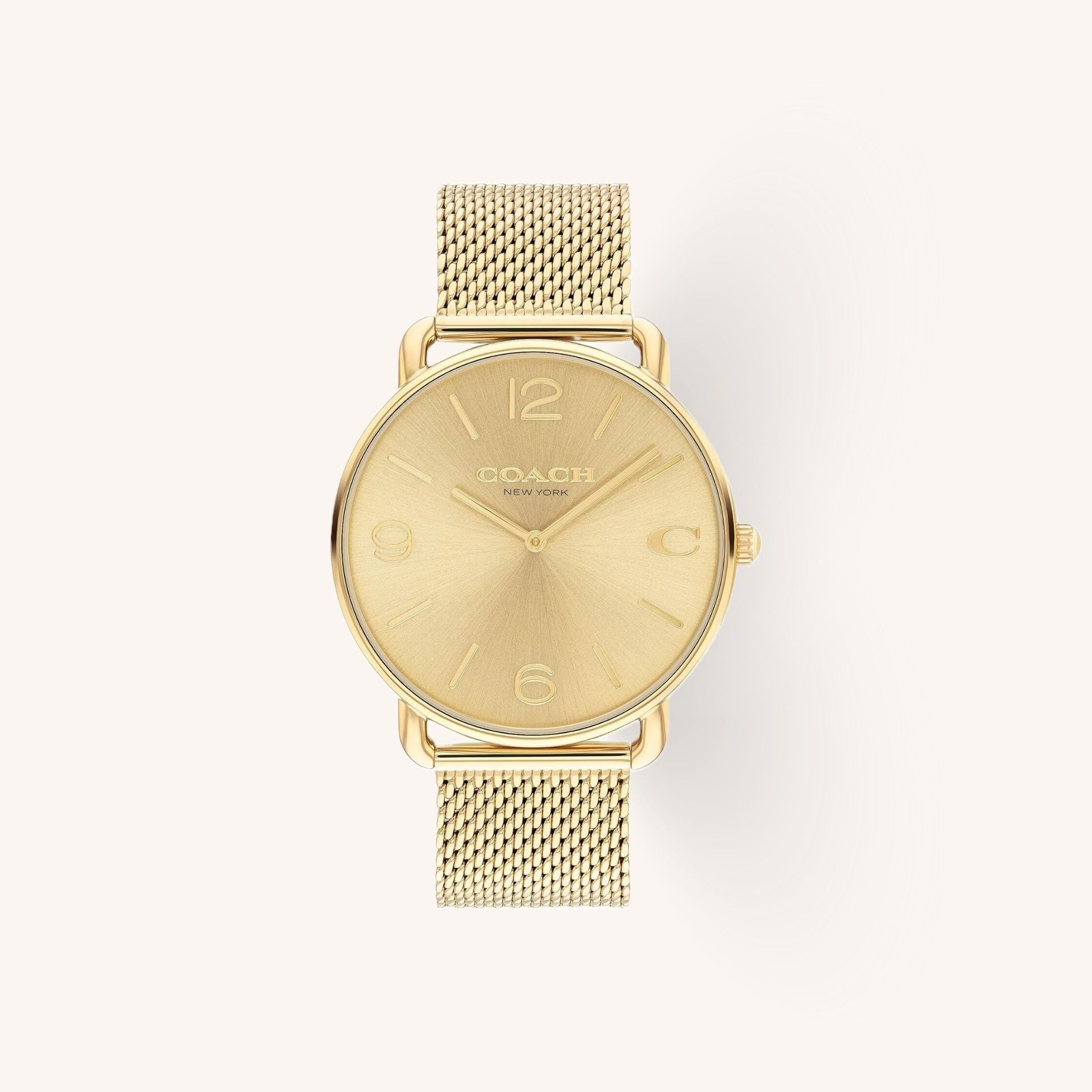 Coach Watch Elliot 14602653 Gold Round Stainless Steel Mesh Strap Watch, 41mm