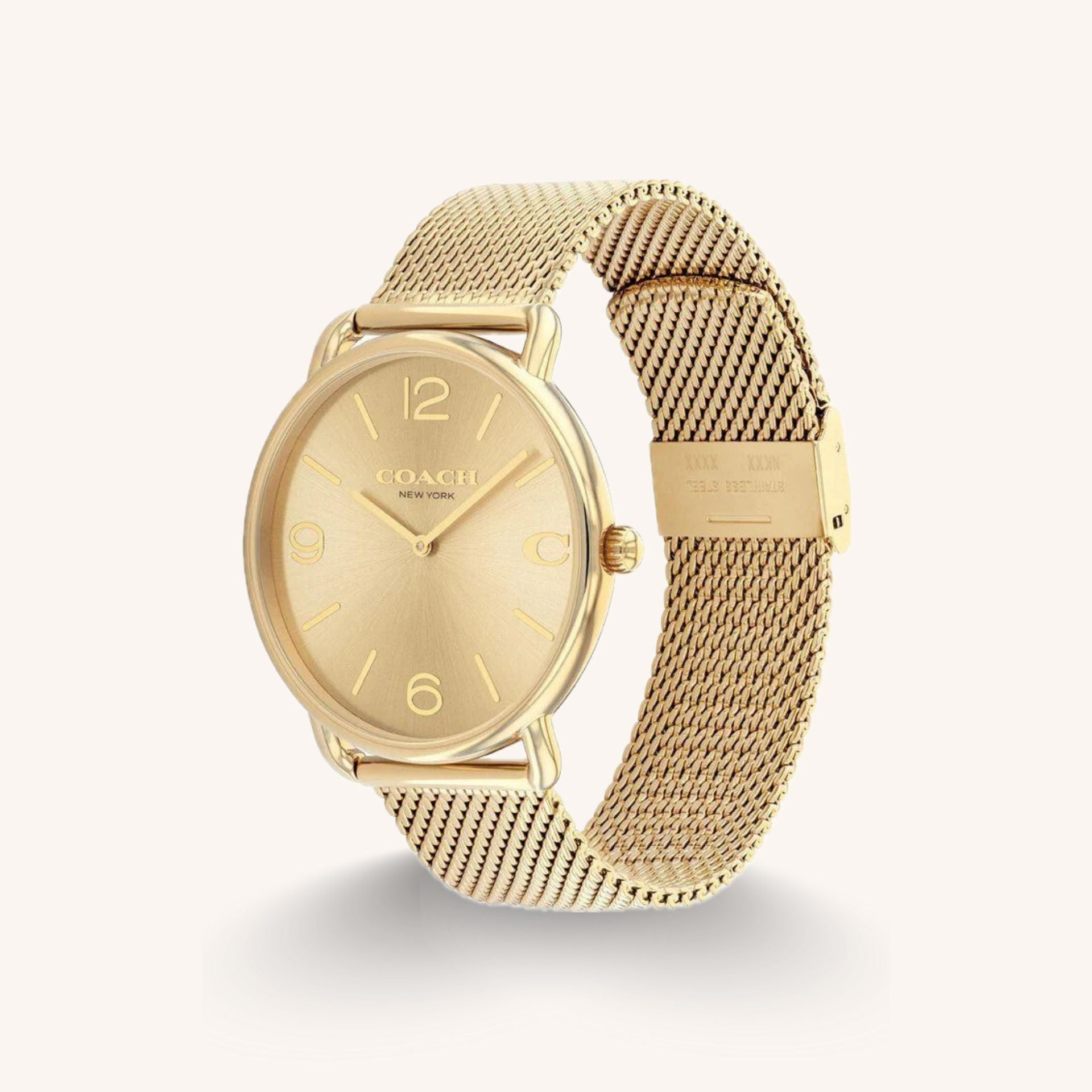 Coach Watch Elliot 14602653 Gold Round Stainless Steel Mesh Strap Watch, 41mm