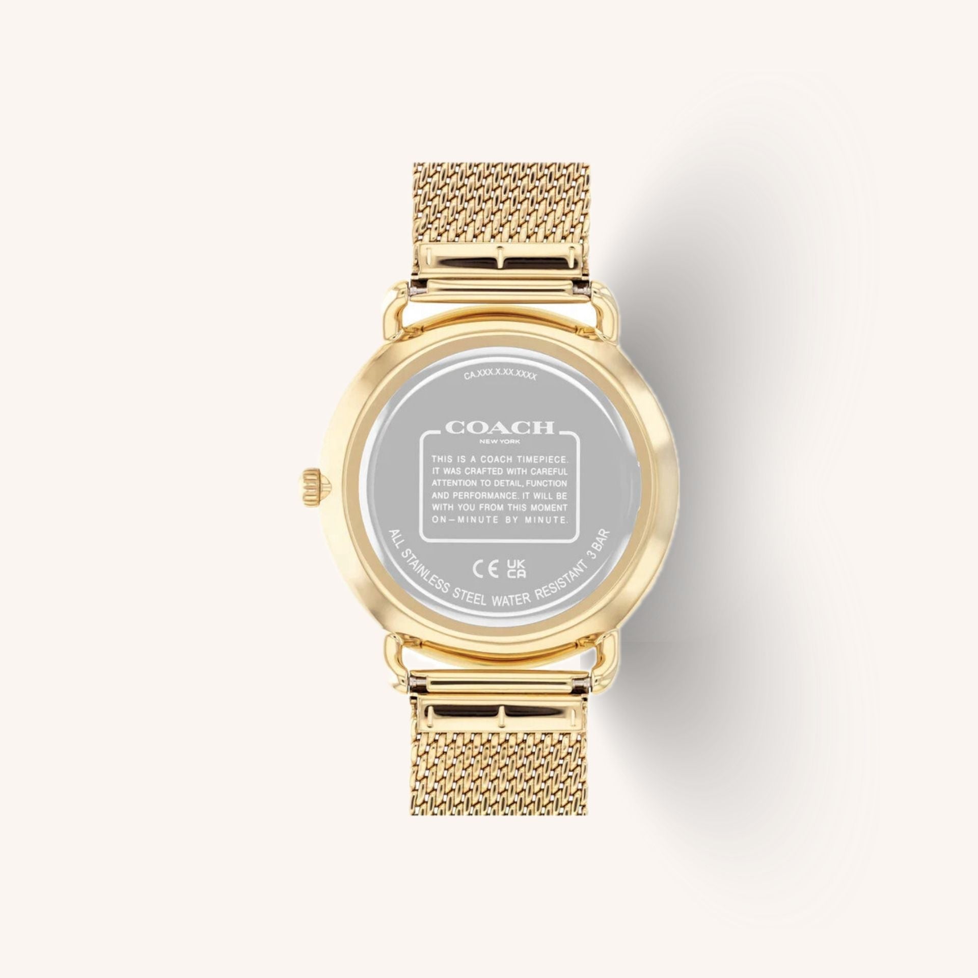 Coach Watch Elliot 14602653 Gold Round Stainless Steel Mesh Strap Watch, 41mm