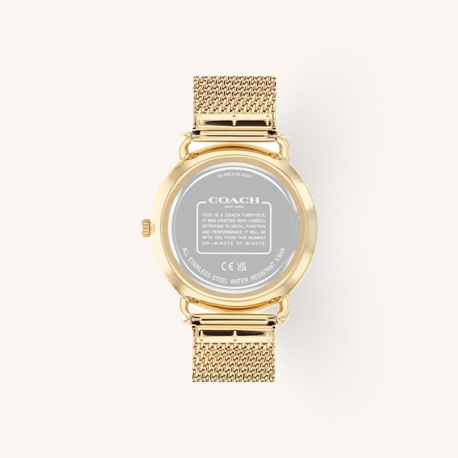 Coach Watch Elliot 14602653 Gold Round Stainless Steel Mesh Strap Watch, 41mm