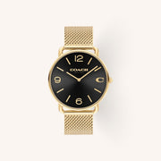 Coach Elliot 14602654 Black Dial Round Gold-Tone Stainless Steel Mesh Bracelet Watch, 41mm