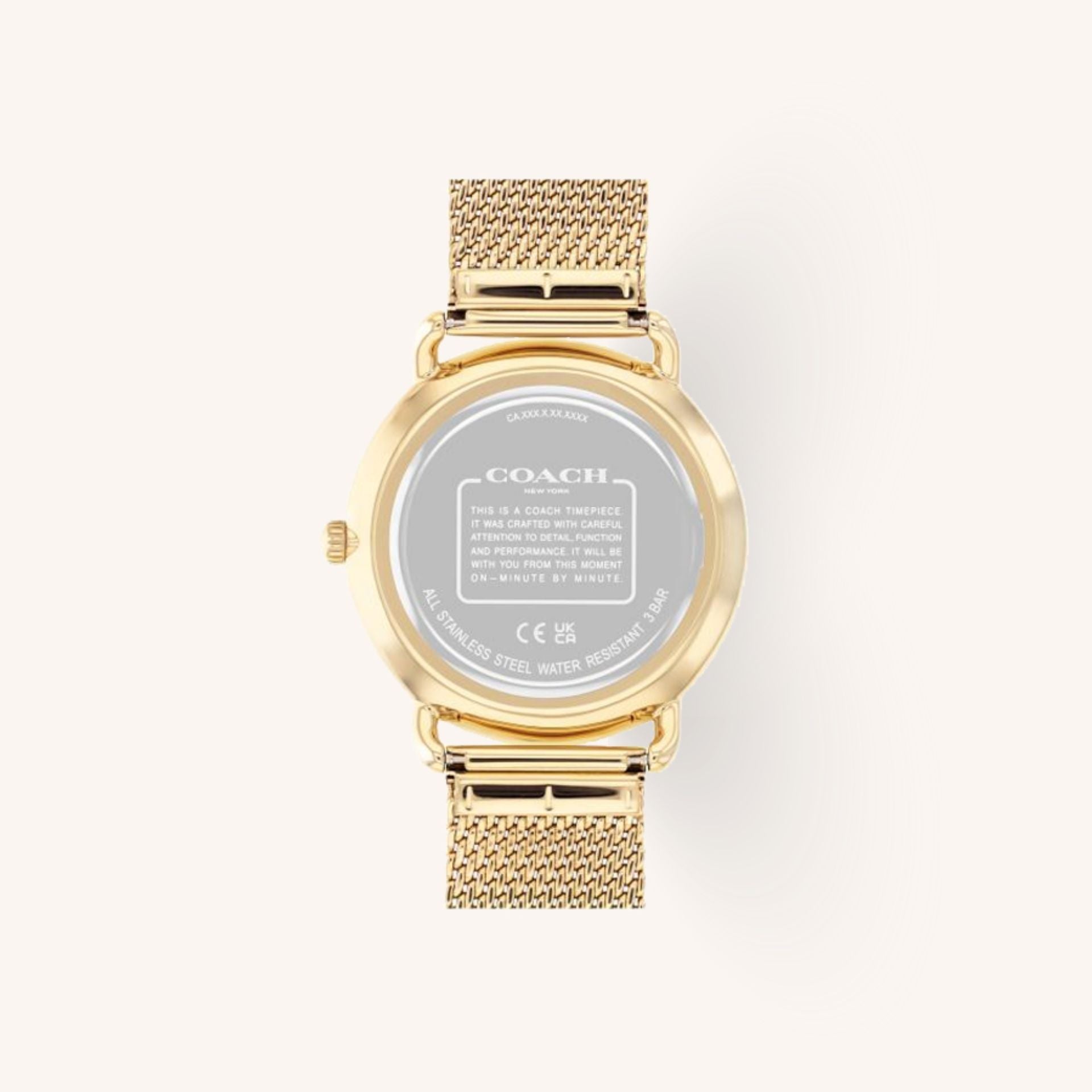 Coach Elliot 14602654 Black Dial Round Gold-Tone Stainless Steel Mesh Bracelet Watch, 41mm
