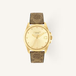 Coach Greyson 14504111 Gold Dial Round Brown Leather Strap Watch, 36mm