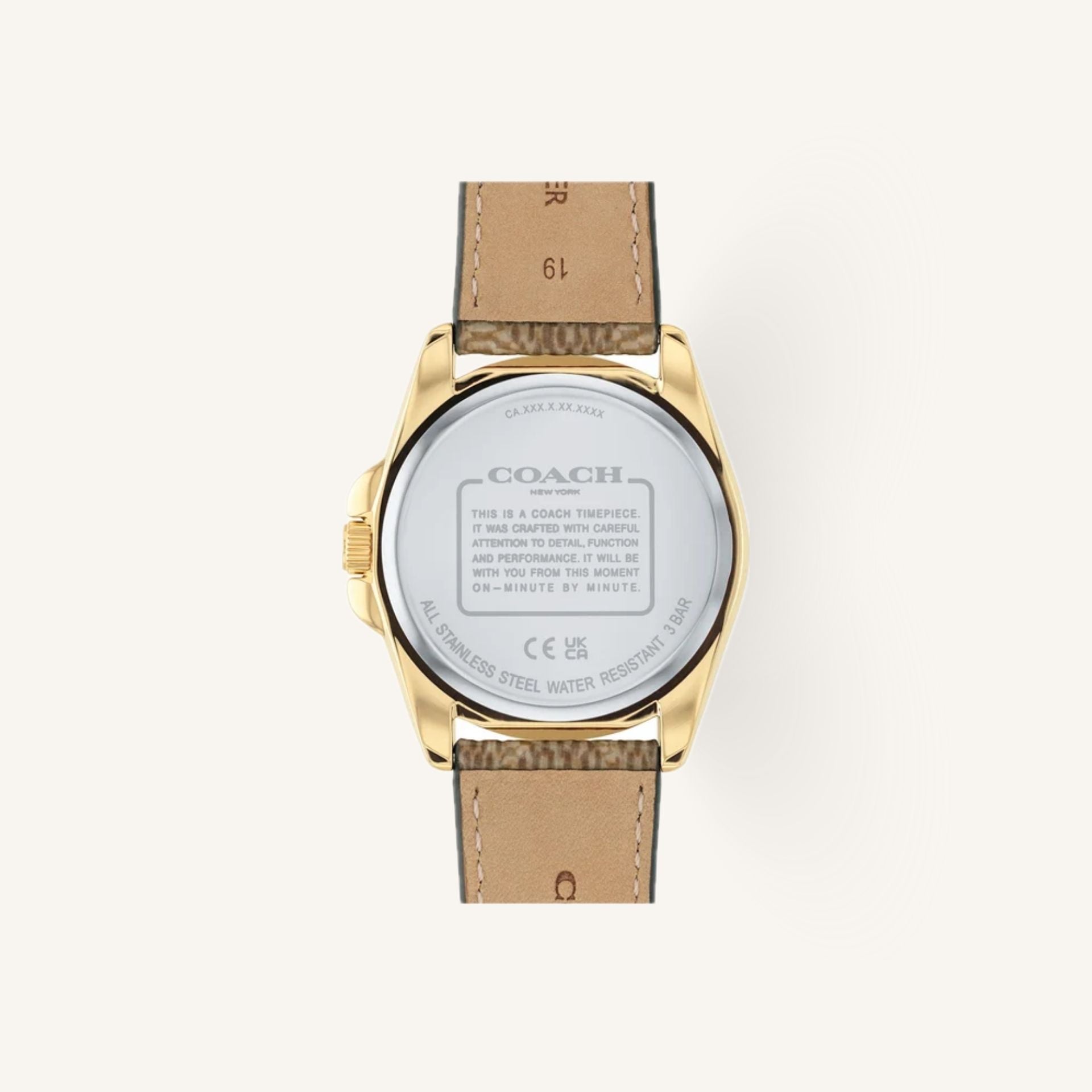 Coach Greyson 14504111 Gold Dial Round Brown Leather Strap Watch, 36mm