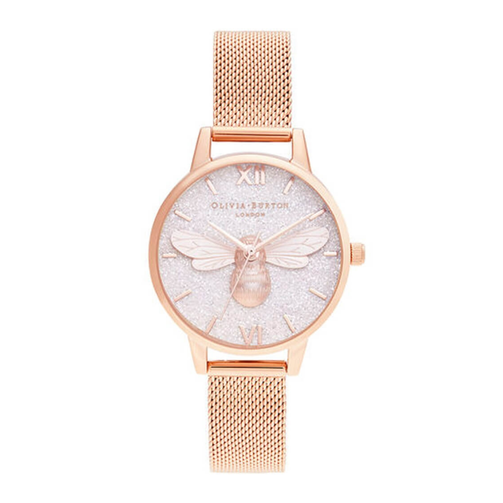 Olivia Burton Watch Glitter Dial Ionic Plated Rose Gold Steel OB16FB04