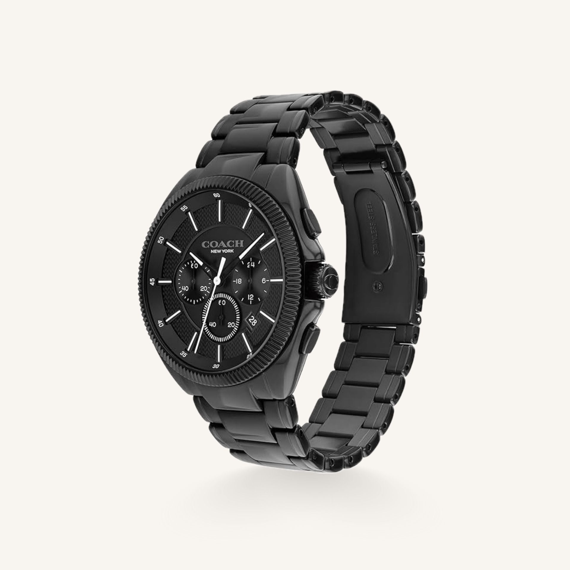 Coach Jackson 14602681 Black Dial Round Stainless Steel Bracelet Chronograph Watch, 44mm