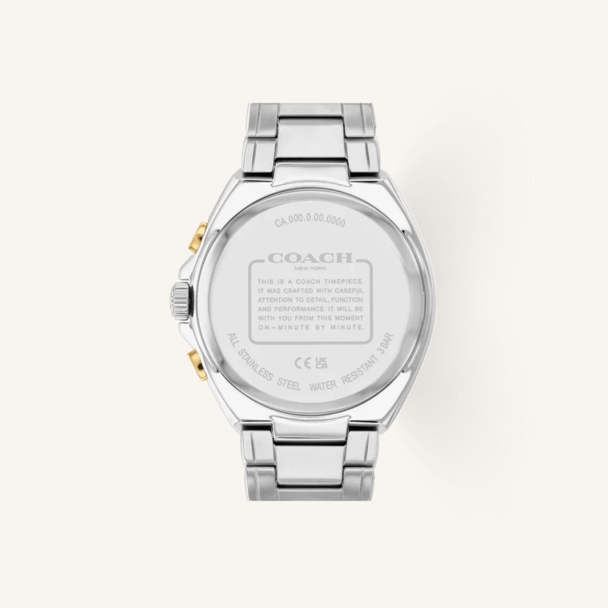 Coach Jackson 14602682 Black Dial Round Two-Tone Stainless Steel Bracelet Chronograph Watch, 45mm