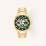 Coach Jackson 14602769 Green Dial Round Gold-Tone Stainless Steel Bracelet Chronograph Watch, 42mm