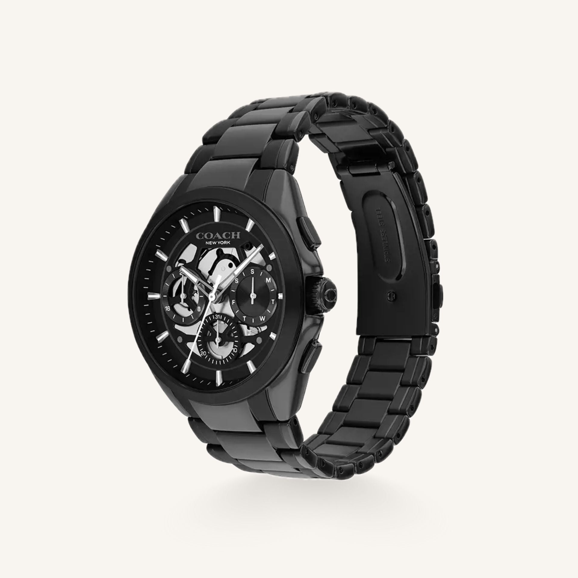 Coach Jackson 14602770 Black Dial Round Black Stainless Steel Bracelet Watch, 42mm