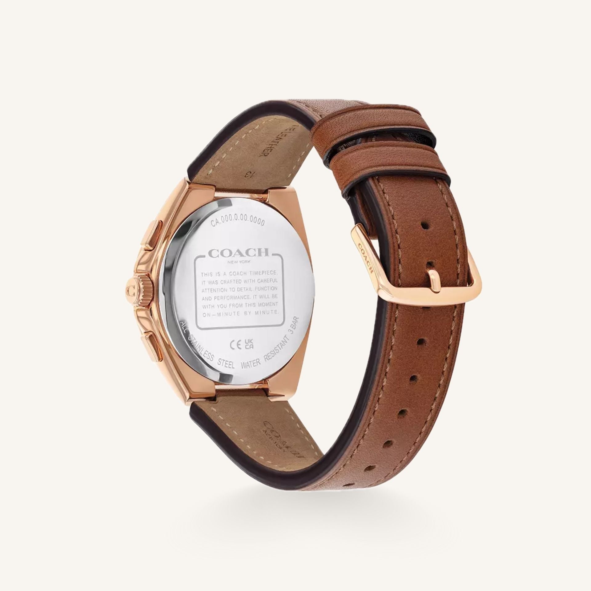 Coach Jackson 14602772 Parchment Dial Round Rose Gold-Tone Stainless Steel Bracelet Watch, 42mm