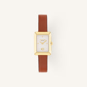 Coach Mara 14504584 Brown Dial Round Brown Leather Strap Watch, 19mm