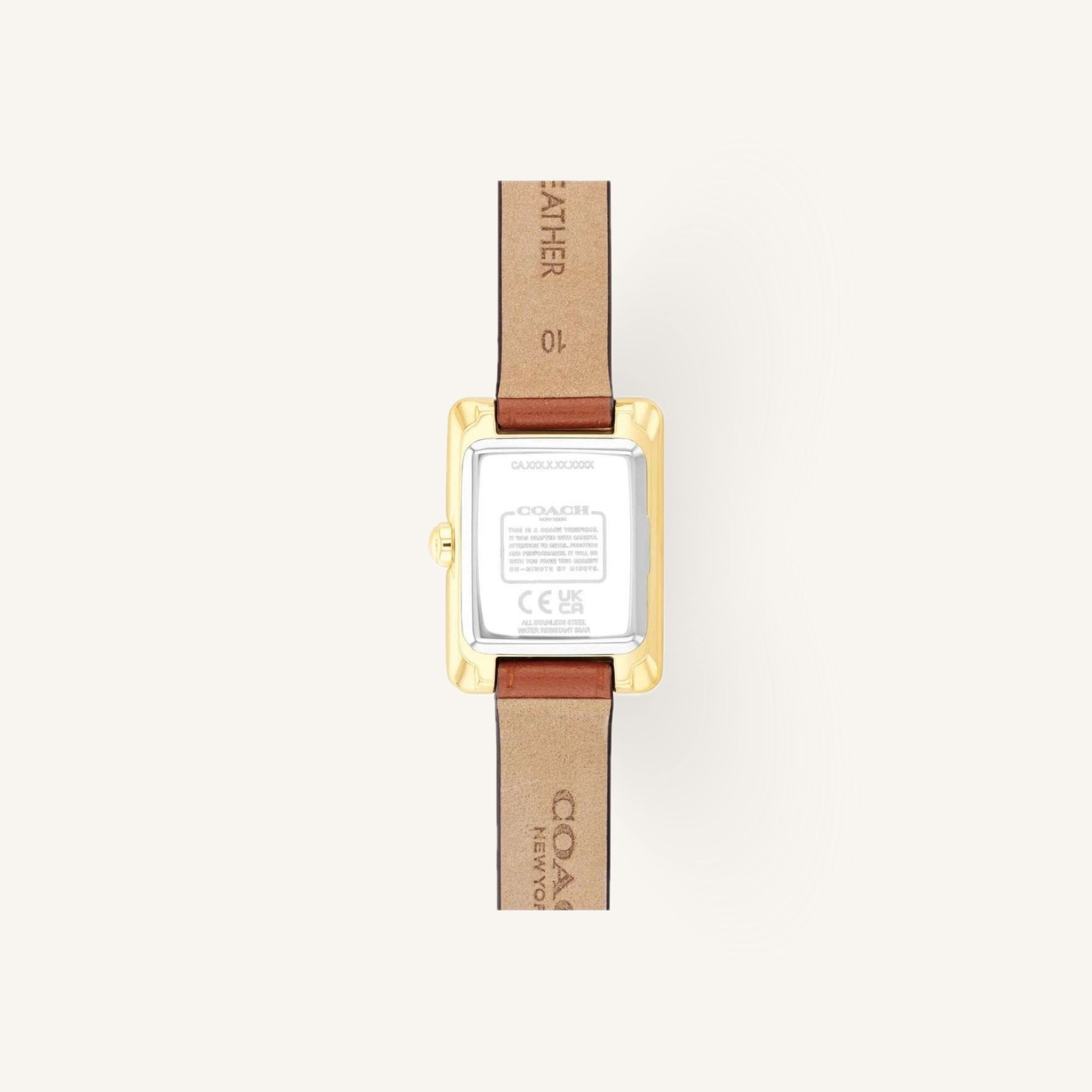 Coach Mara 14504584 Brown Dial Round Brown Leather Strap Watch, 19mm