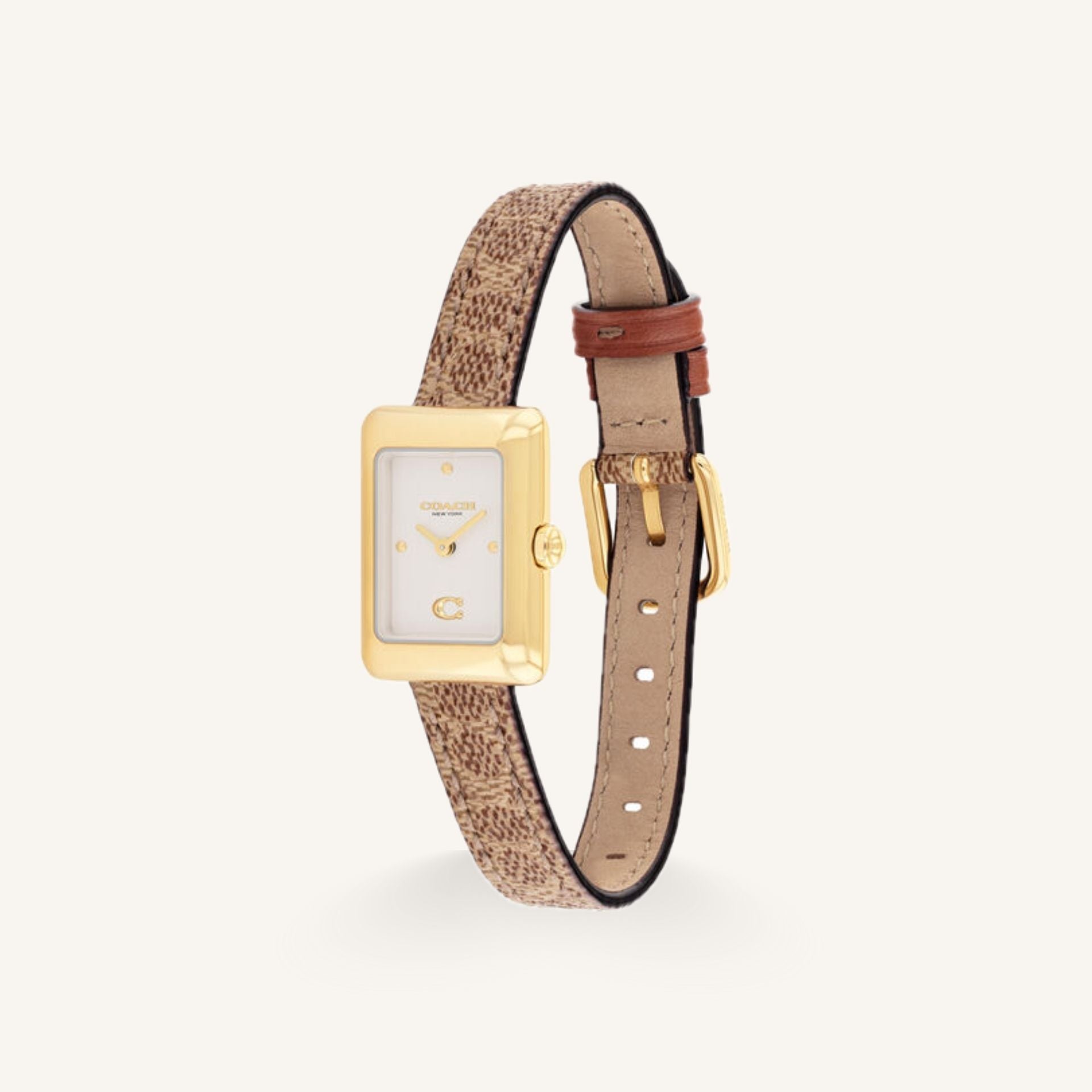 Coach Mara 14504617 White Dial Round Canvas Strap Watch, 19mm