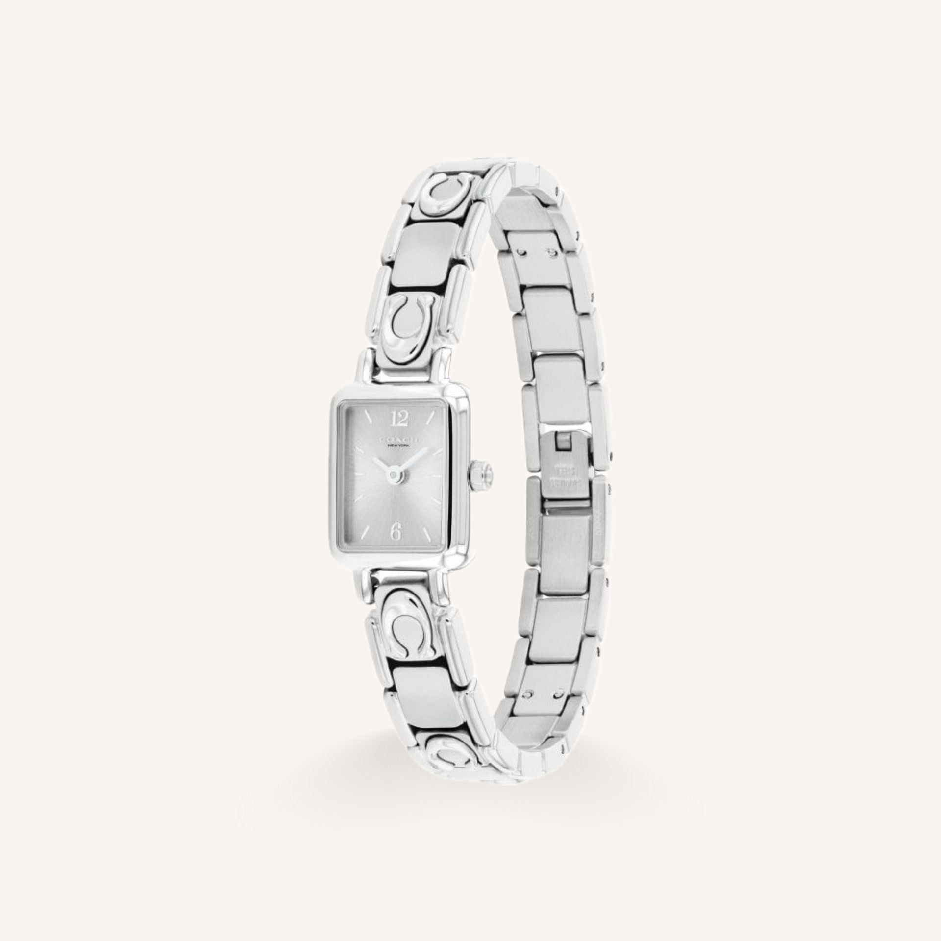 Coach Mara 14504671 Rose Gold-Tone Round Stainless Steel Signature Bracelet Watch, 15.5mm