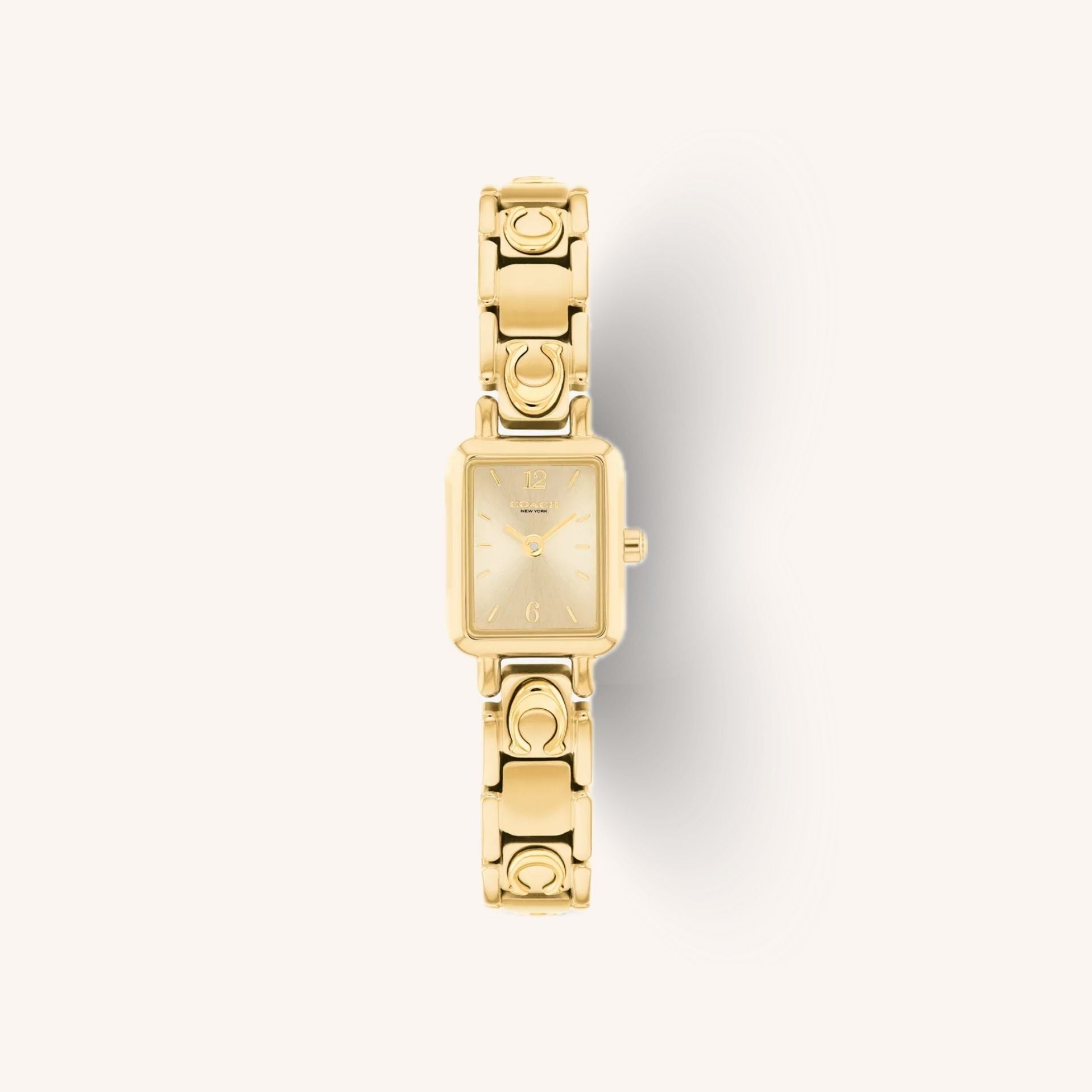 Coach Mara 14504672 Gold-Tone Round Stainless Steel Signature Bracelet Watch, 15.5mm