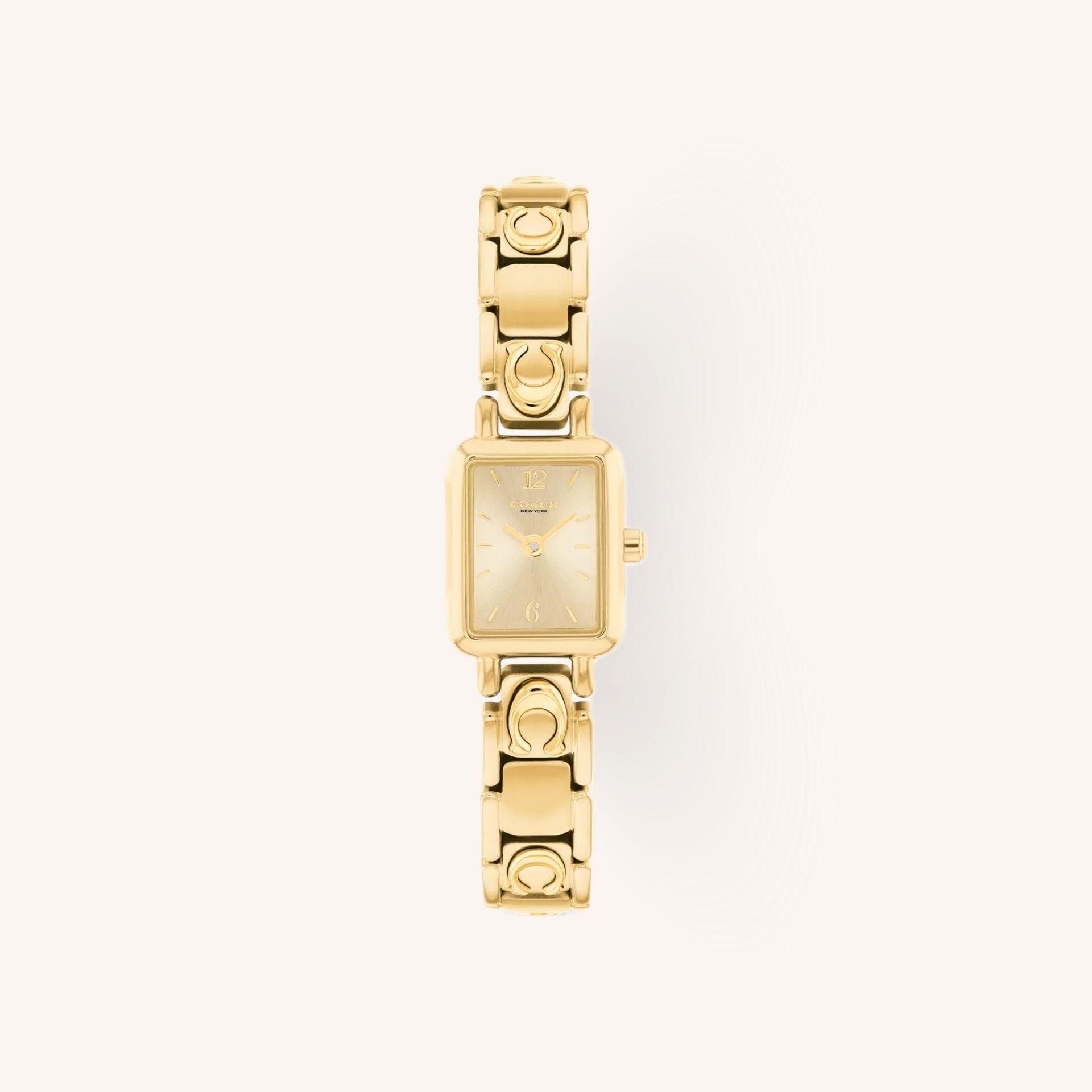 Coach Mara 14504672 Gold-Tone Round Stainless Steel Signature Bracelet Watch, 15.5mm