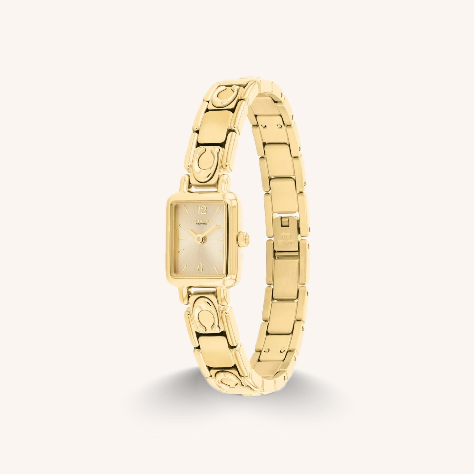 Coach Mara 14504672 Gold-Tone Round Stainless Steel Signature Bracelet Watch, 15.5mm