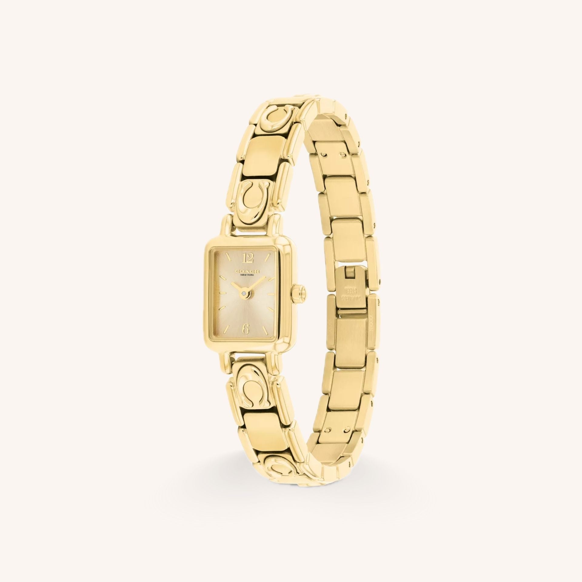 Coach Mara 14504672 Gold-Tone Round Stainless Steel Signature Bracelet Watch, 15.5mm