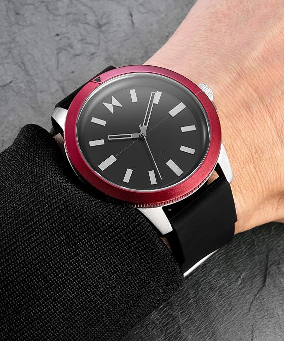 MVMT Minimal Sport Mens Watch of Silver Stainless Steel/Silicone Strap, 45mm, 28000073-D