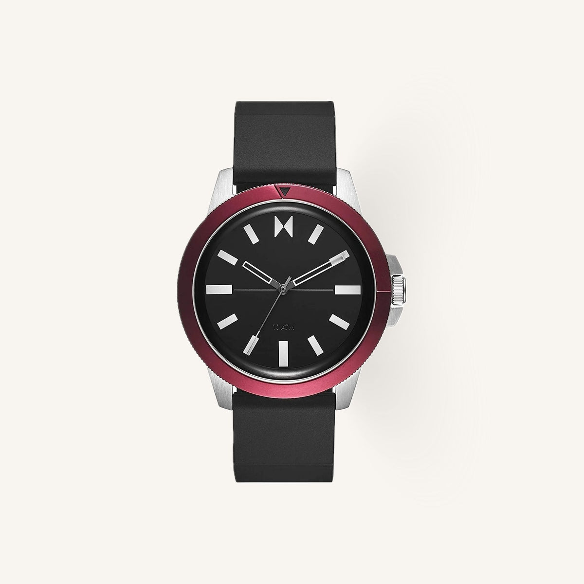 MVMT Minimal Sport Mens Watch of Silver Stainless Steel/Silicone Strap, 45mm, 28000073-D