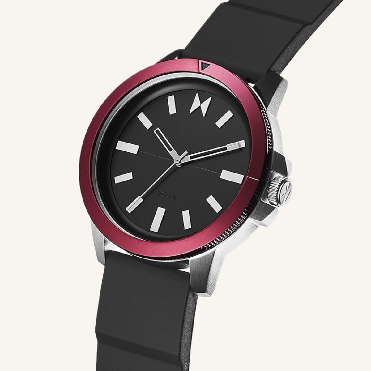 MVMT Minimal Sport Mens Watch of Silver Stainless Steel/Silicone Strap, 45mm, 28000073-D