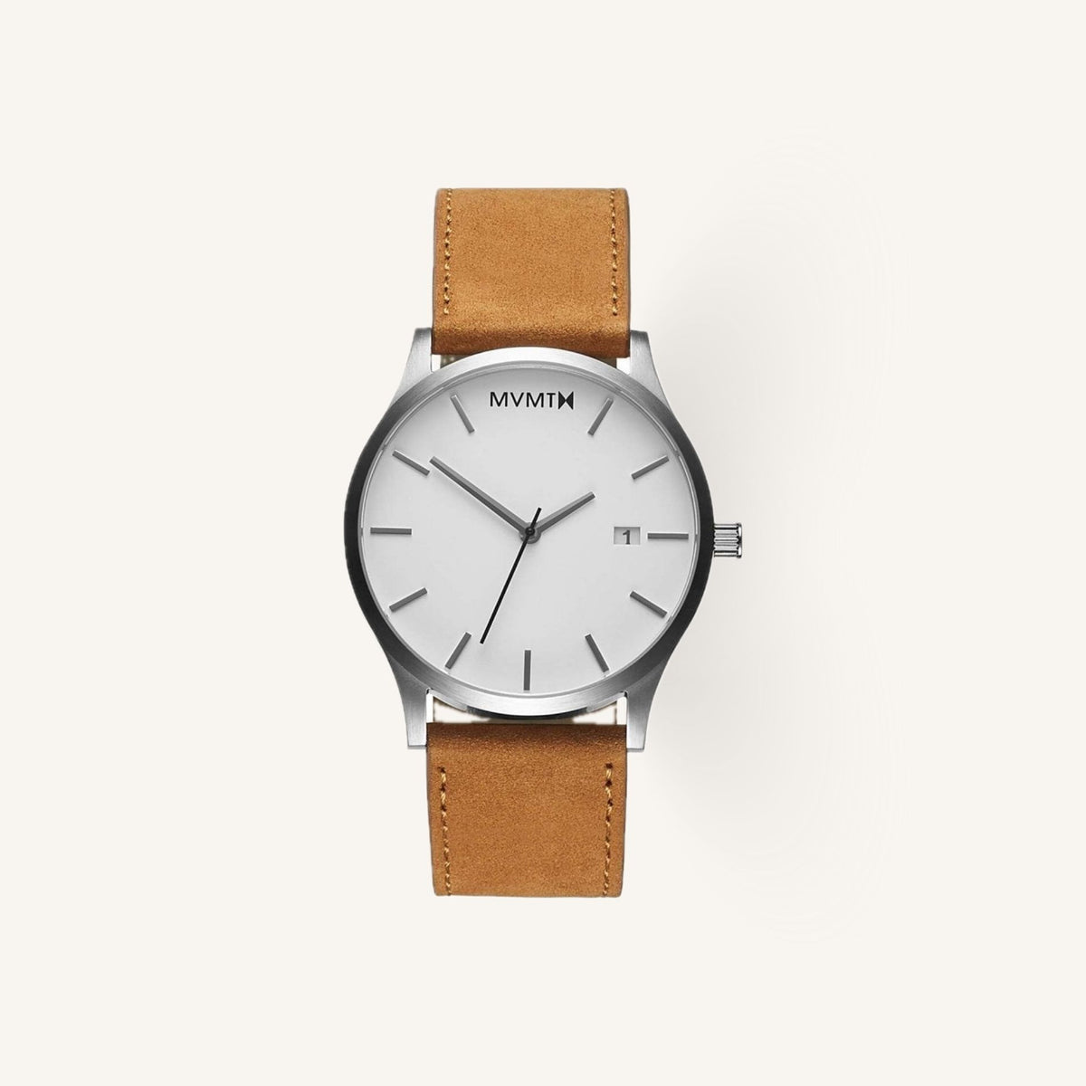 MVMT Classic Mens Watch of Silver Stainless Steel/Leather Strap, 45mm, D-L213.1L.331