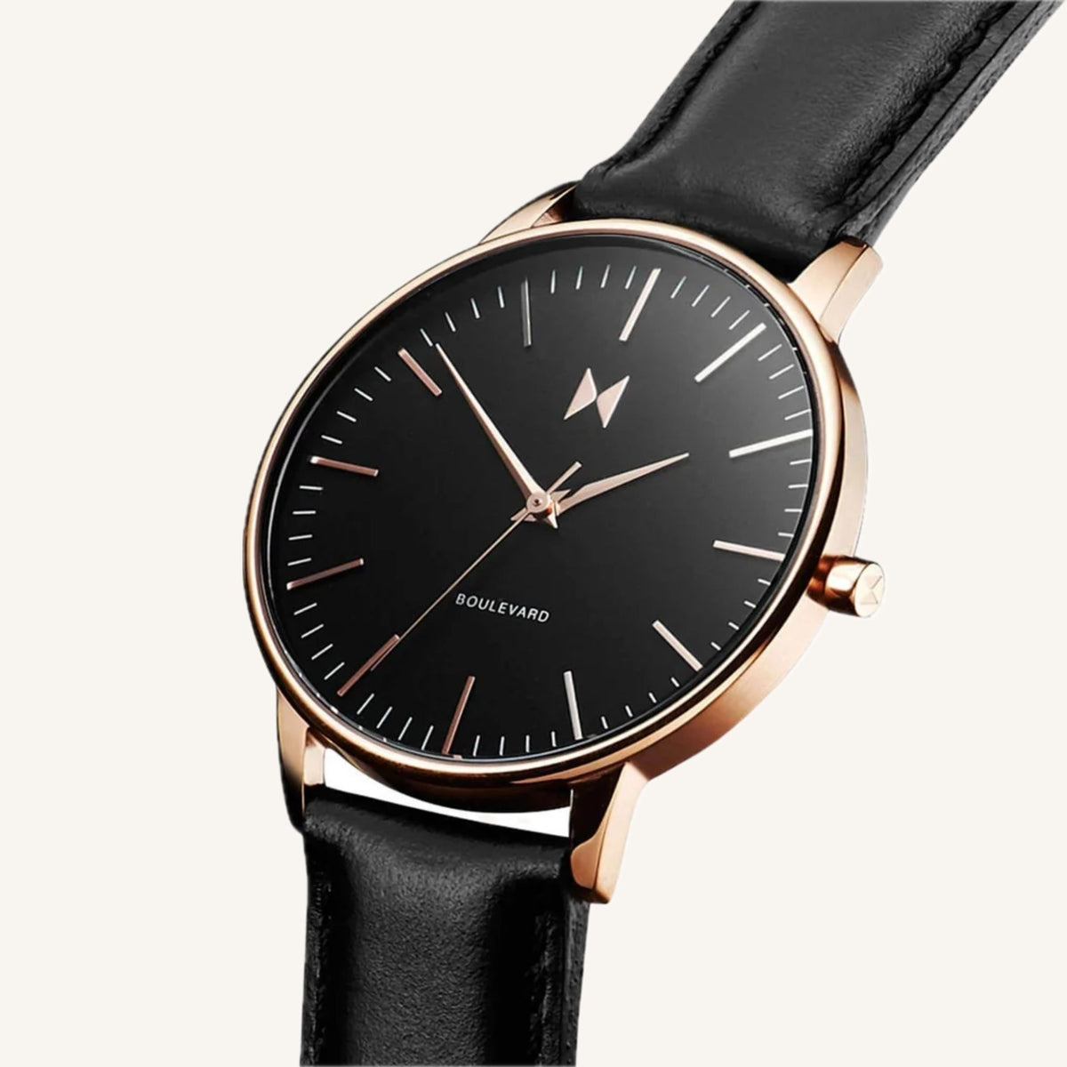 MVMT Boulevard Ladies Watch of Rose Gold Stainless Steel/Leather Strap, 38mm, D-MB01-RGBL