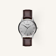 MVMT 40 Series Mens Watch of Silver Stainless Steel/Leather Strap, 40mm, D-MT01-SBR