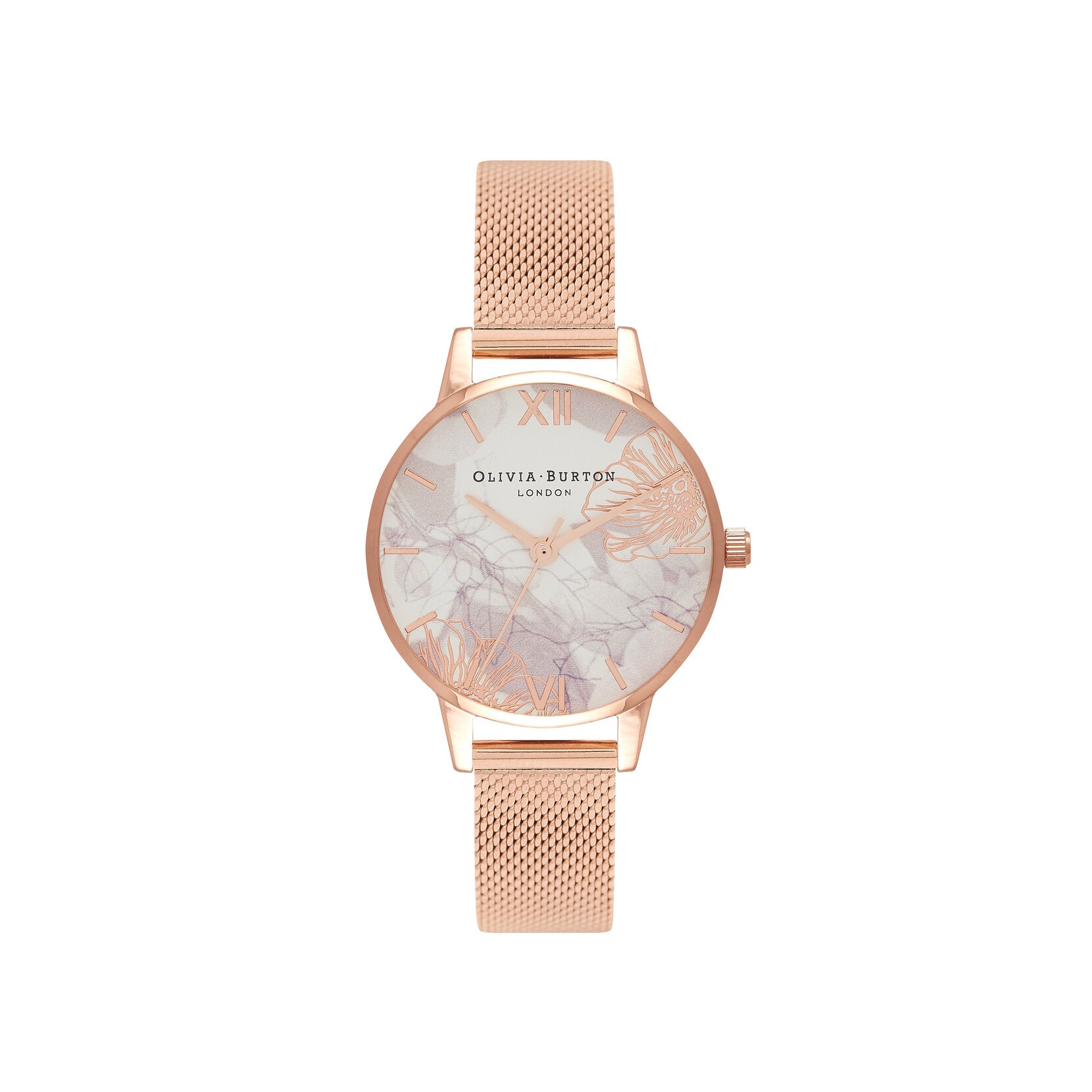 Olivia Burton Watch Abstract Florals Ionic Plated Rose Gold Steel OB16VM11