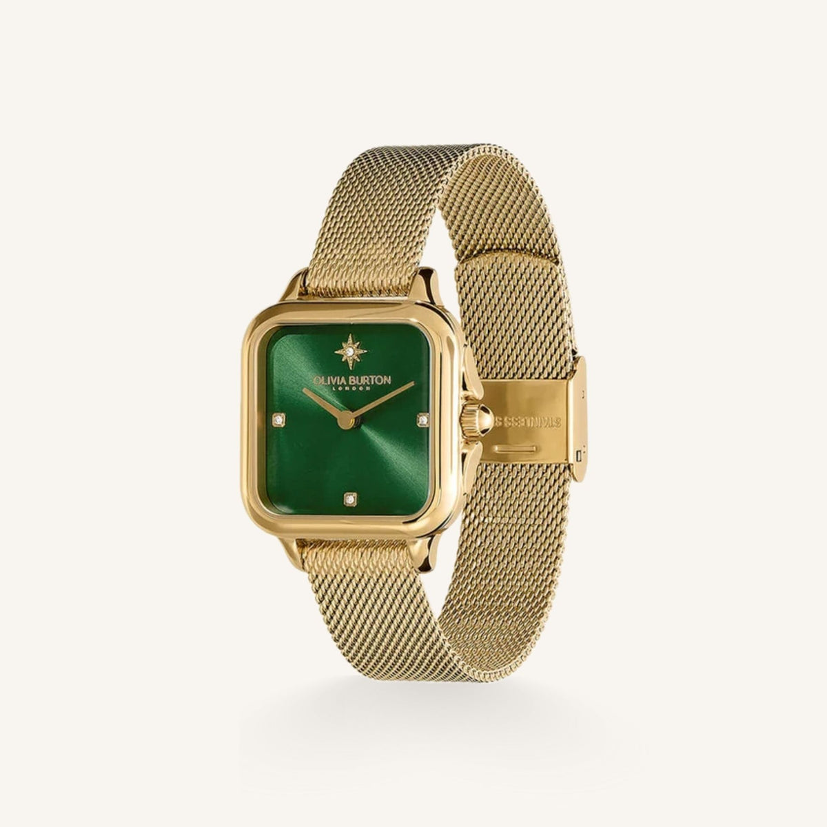 Olivia Burton Grosvenor Ladies Watch of Gold Stainless Steel/Mesh Bracelet, 28mm, 24000087