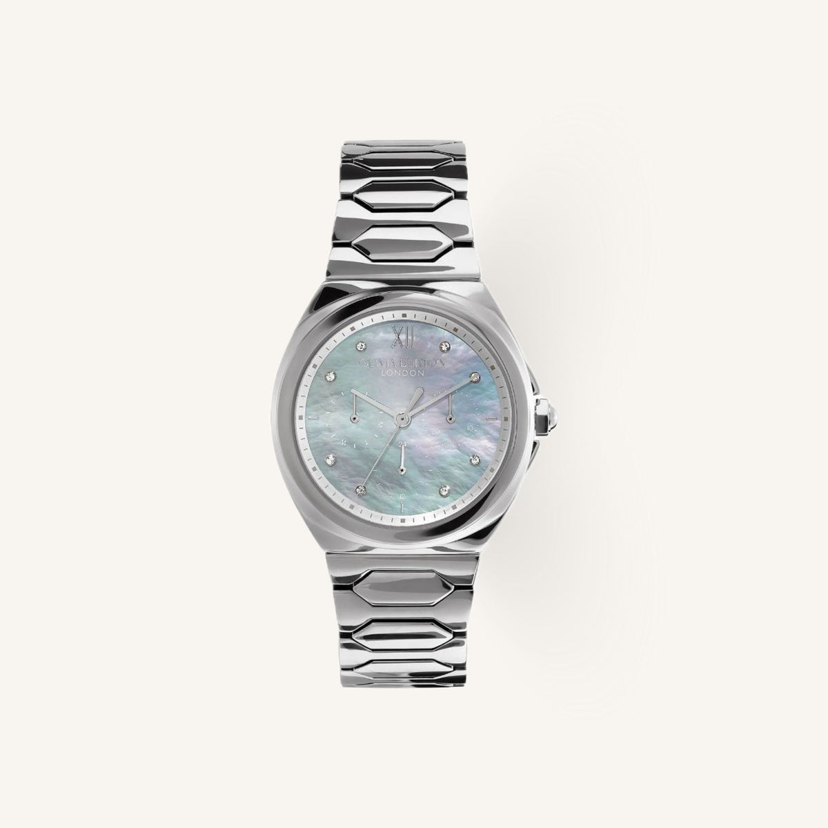 Olivia Burton Sports Luxe Lustre Ladies Watch of Silver Stainless Steel/Bracelet, 36mm, 24000149