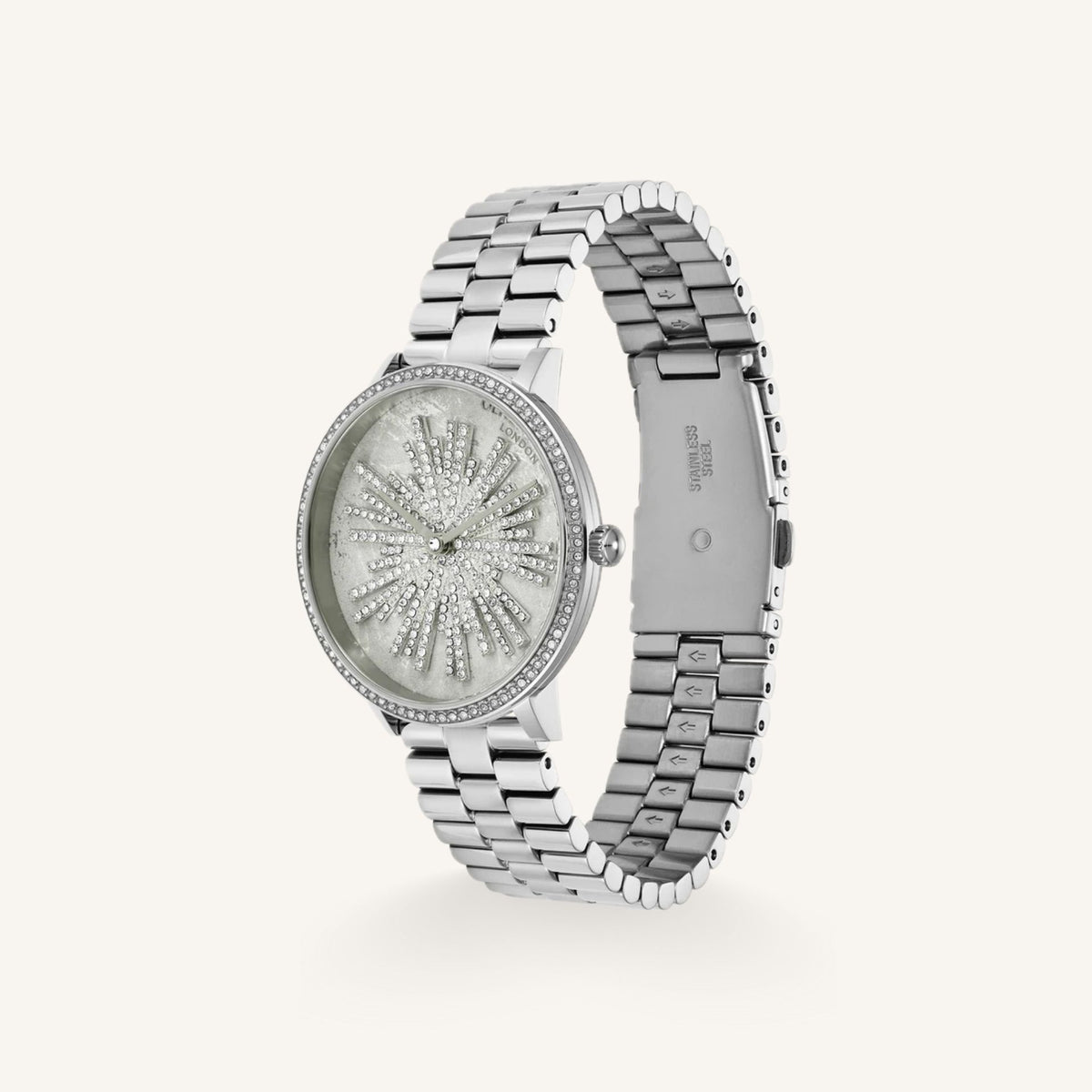 Olivia Burton Ice Burst Ladies Watch of Silver Stainless Steel/Bracelet, 35mm, 24000187
