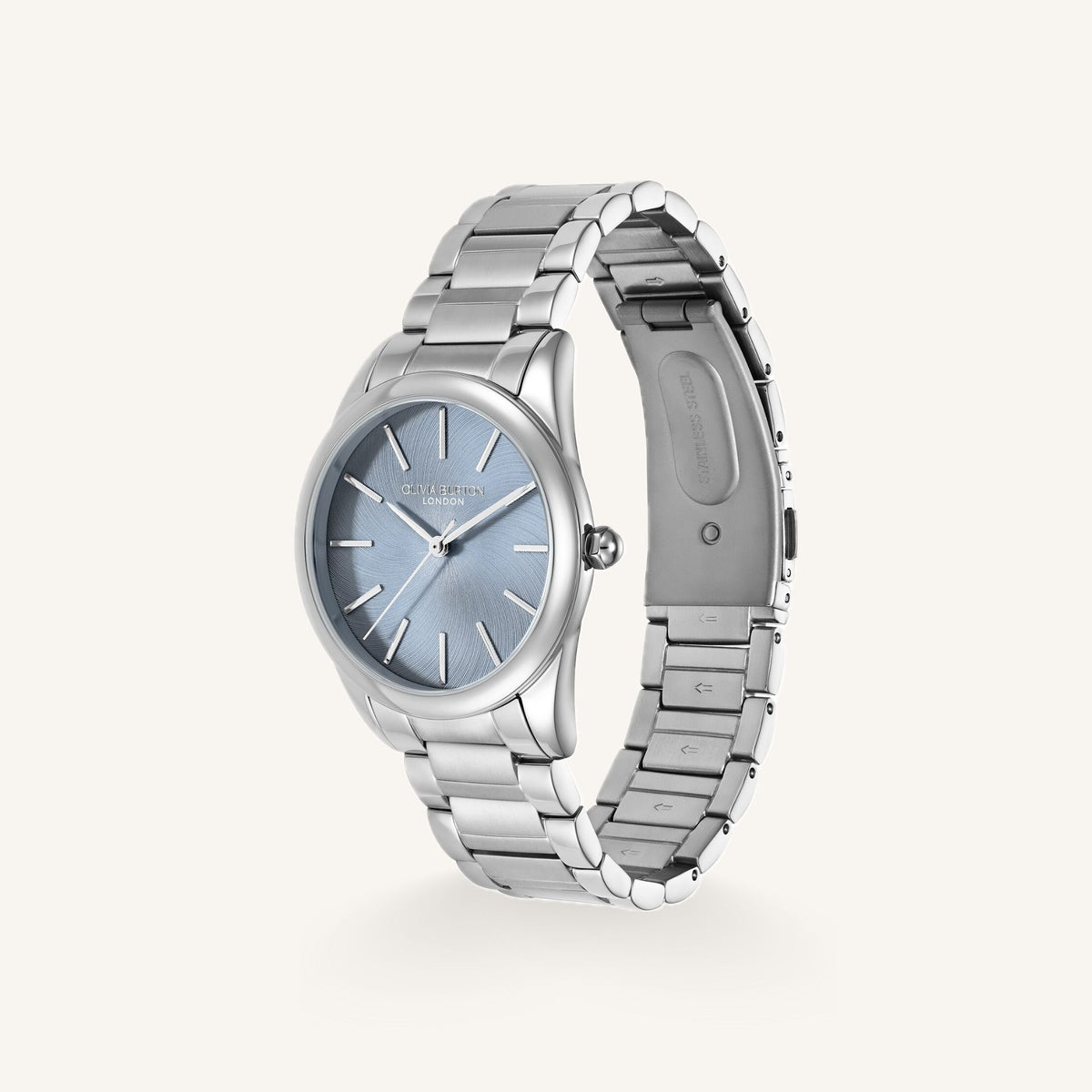 Olivia Burton Glowful Ladies Watch of Silver Stainless Steel/Bracelet, 34mm, 24000235