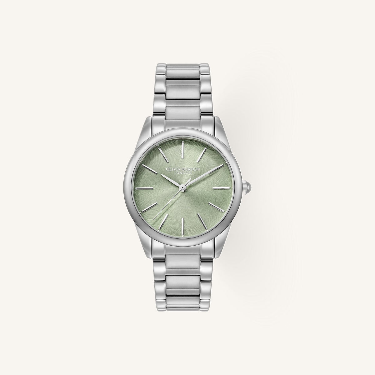 Olivia Burton Glowful Ladies Watch of Silver Stainless Steel/Bracelet, 34mm, 24000236