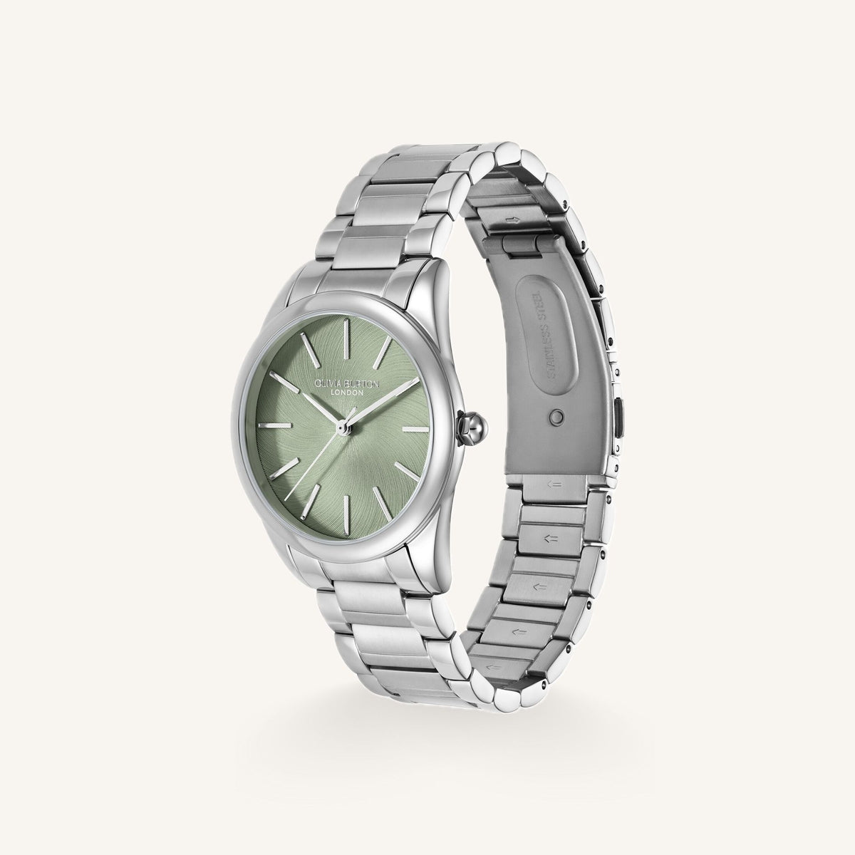 Olivia Burton Glowful Ladies Watch of Silver Stainless Steel/Bracelet, 34mm, 24000236