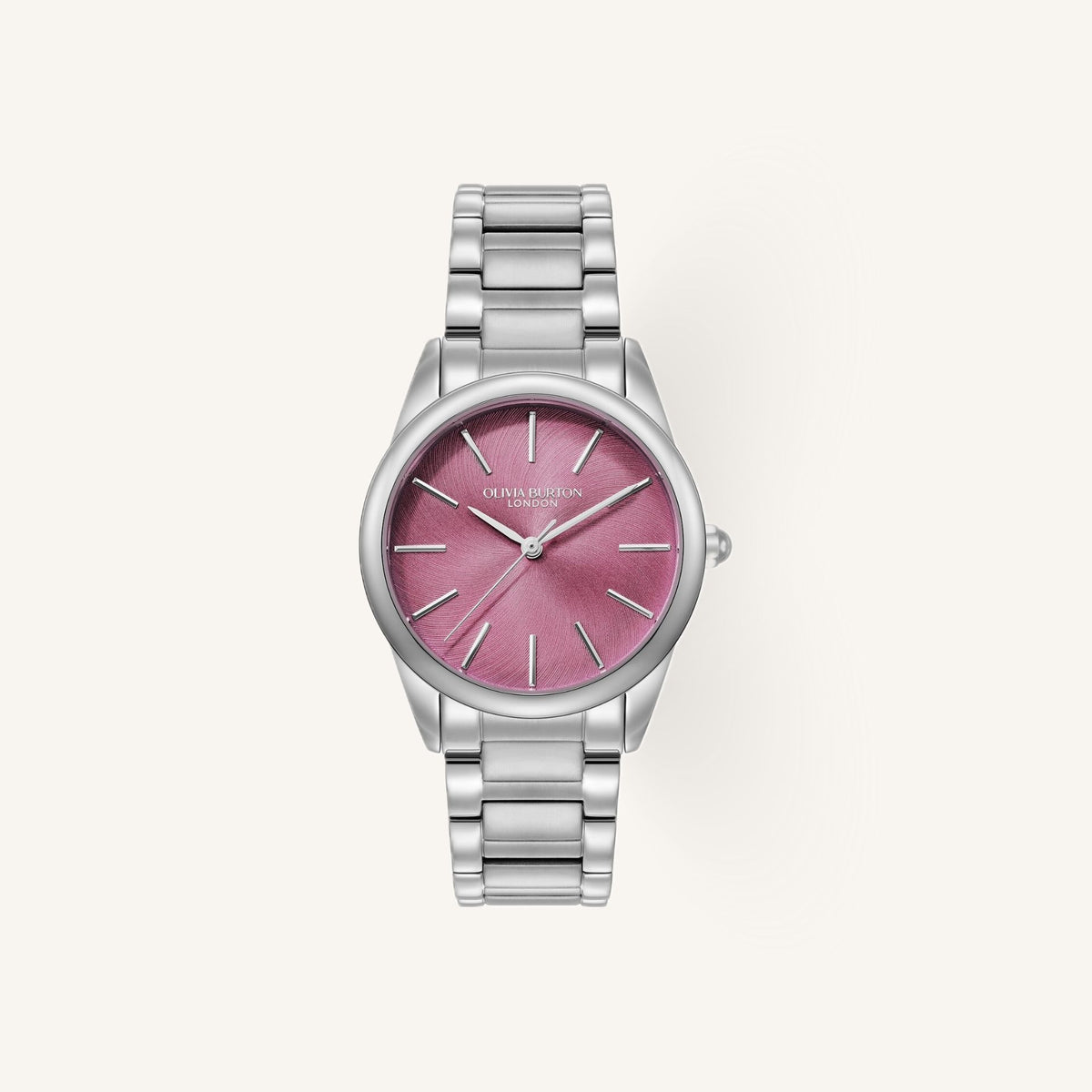 Olivia Burton Glowful Ladies Watch of Silver Stainless Steel/Bracelet, 34mm, 24000237