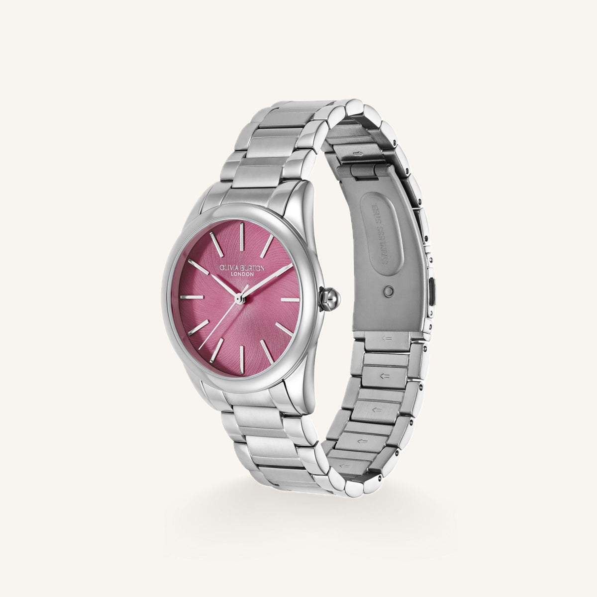 Olivia Burton Glowful Ladies Watch of Silver Stainless Steel/Bracelet, 34mm, 24000237