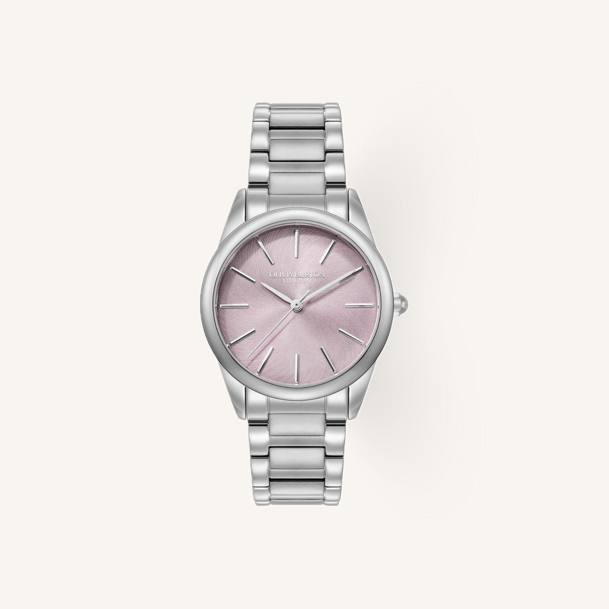 Olivia Burton Glowful Ladies Watch of Silver Stainless Steel/Bracelet, 34mm, 24000238