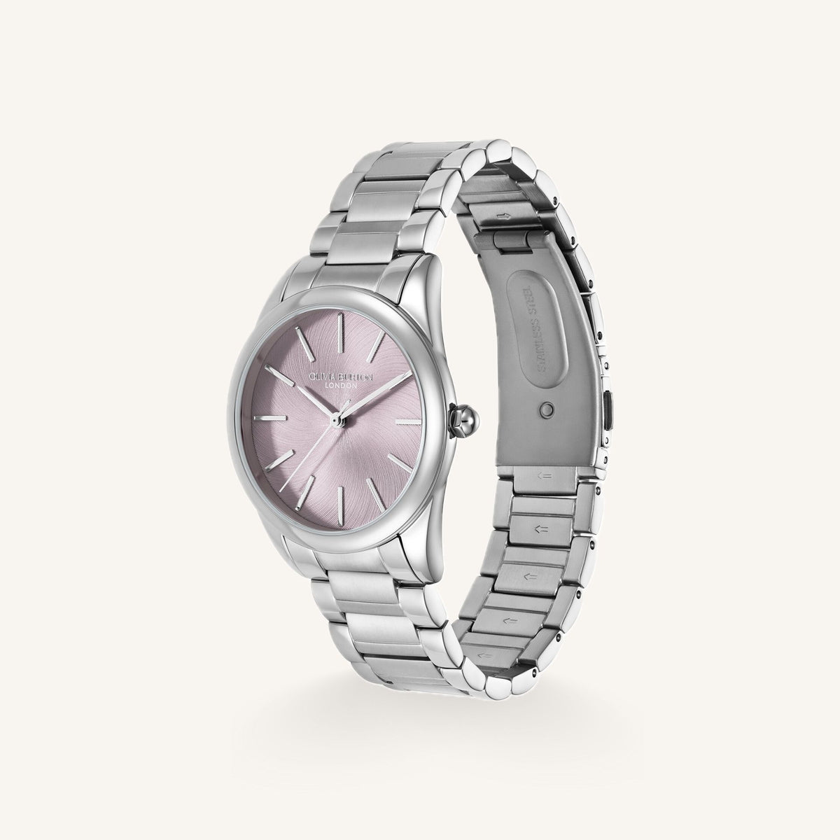 Olivia Burton Glowful Ladies Watch of Silver Stainless Steel/Bracelet, 34mm, 24000238