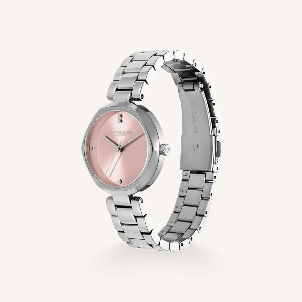 Olivia Burton Dimension T-Bar Ladies Watch of Silver Stainless Steel/Bracelet, 32mm, 24000259