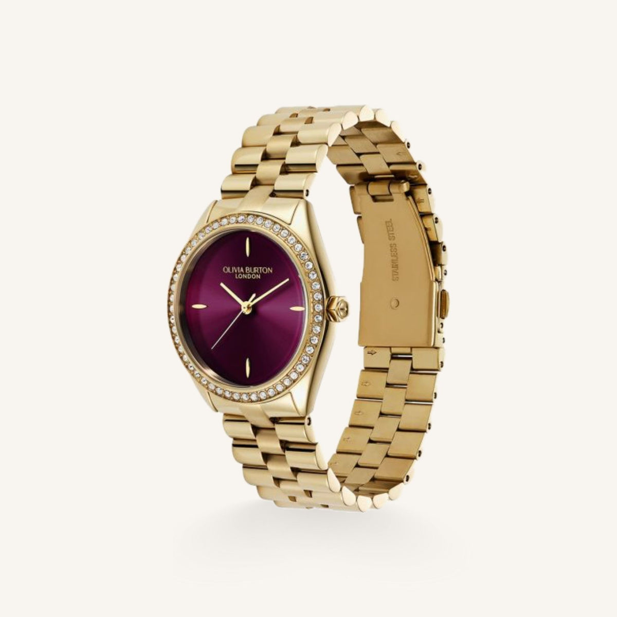 Olivia Burton Sports Luxe Bejewelled Ladies Watch of Gold Stainless Steel/Bracelet, 34mm, 24000272