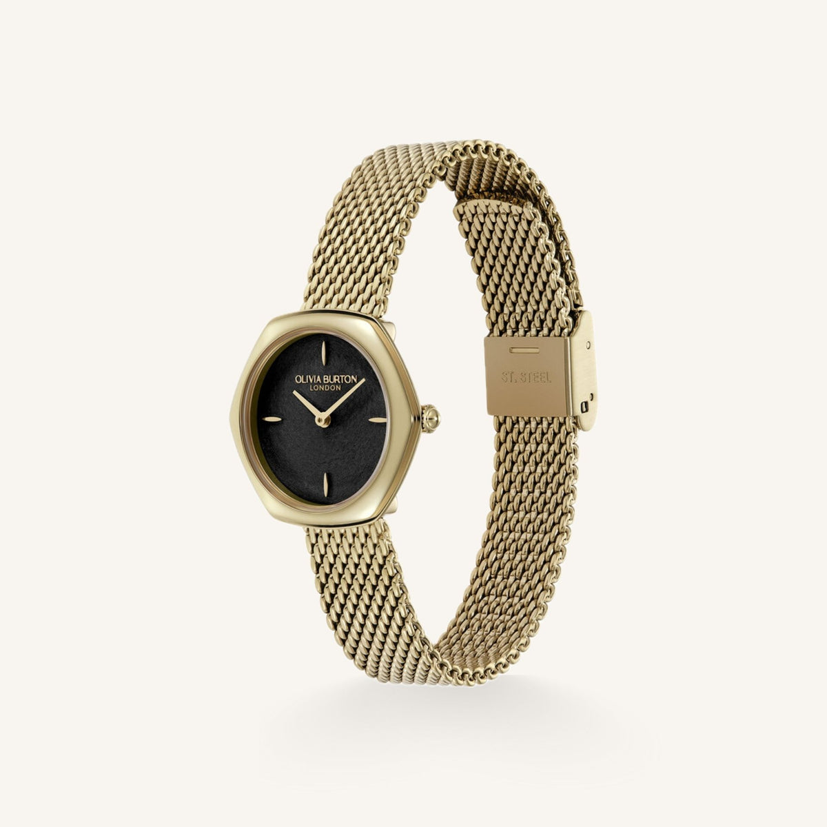 Olivia Burton Signature Small Ladies Watch of Gold Stainless Steel/Mesh Bracelet, 28.5mm, 24000287