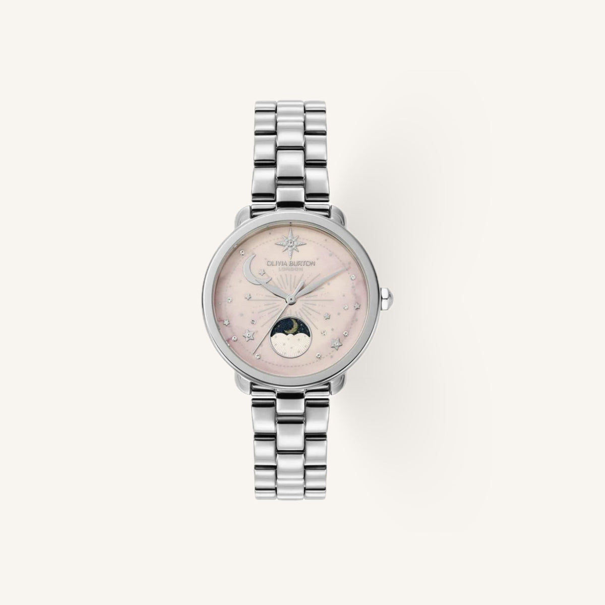Olivia Burton Celestial (Moonphase) Ladies Watch of Silver Stainless Steel/Bracelet, 34mm, 24000297