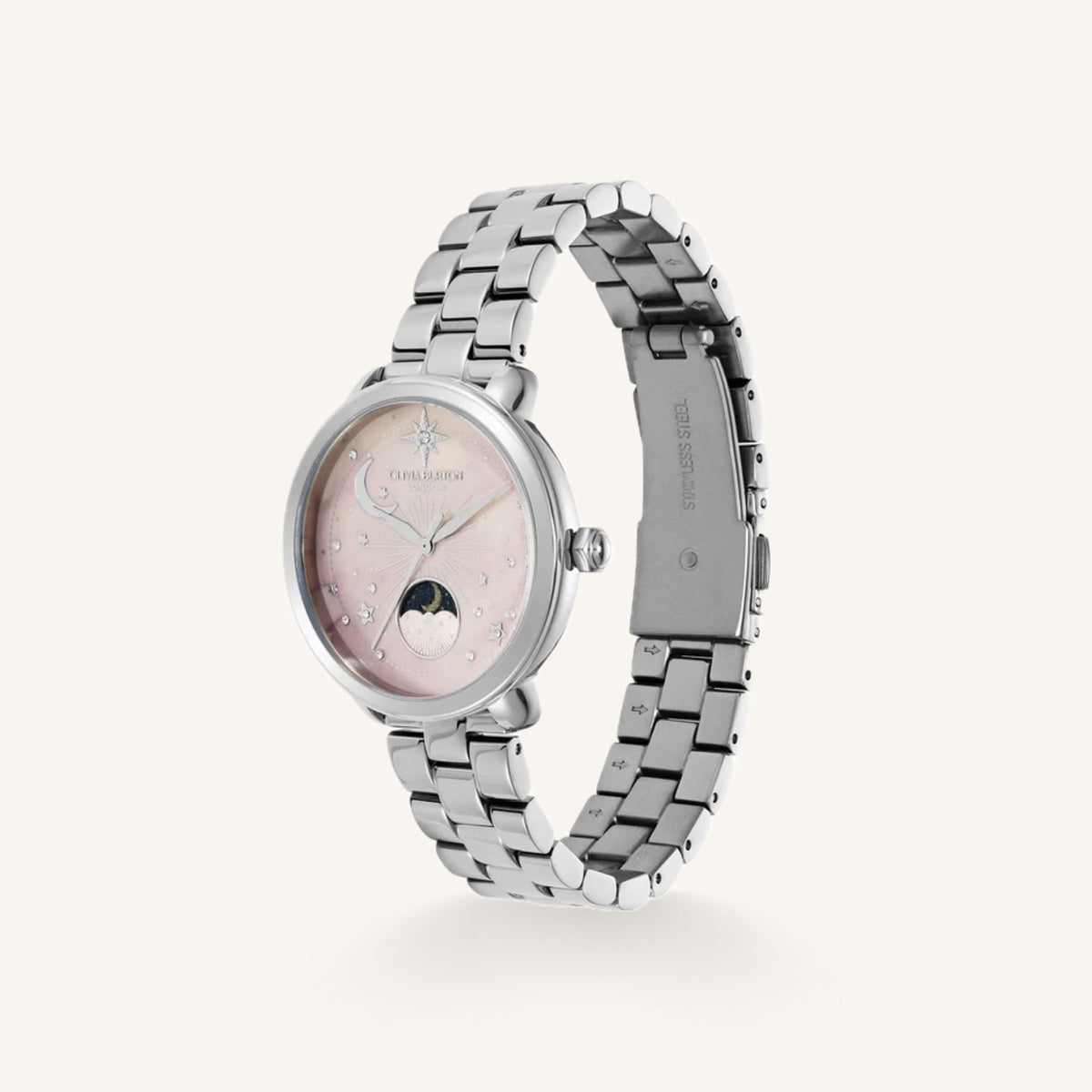 Olivia Burton Celestial (Moonphase) Ladies Watch of Silver Stainless Steel/Bracelet, 34mm, 24000297