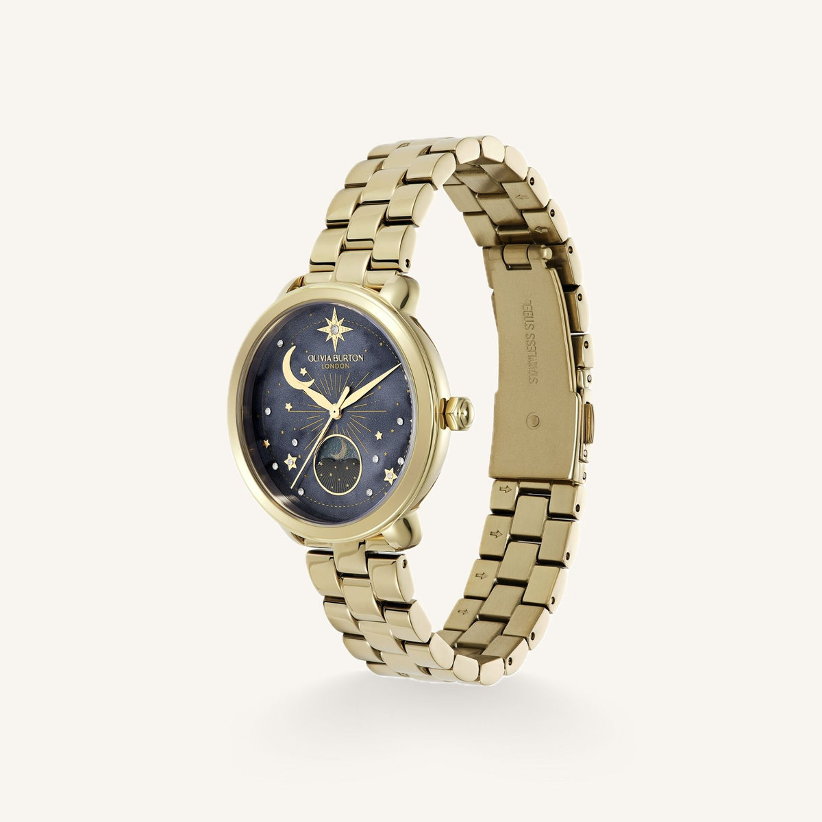 Olivia Burton Celestial (Moonphase) Ladies Watch of Gold Stainless Steel/Bracelet, 34mm, 24000298