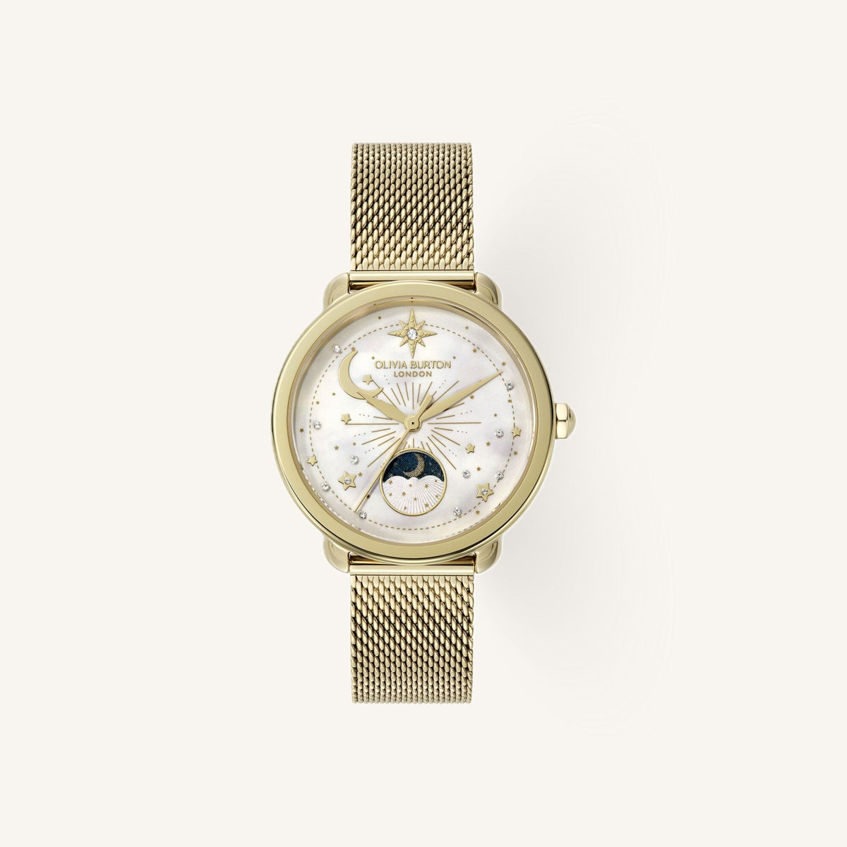 Olivia Burton Celestial (Moonphase) Ladies Watch of Gold Stainless Steel/Mesh Bracelet, 34mm, 24000299