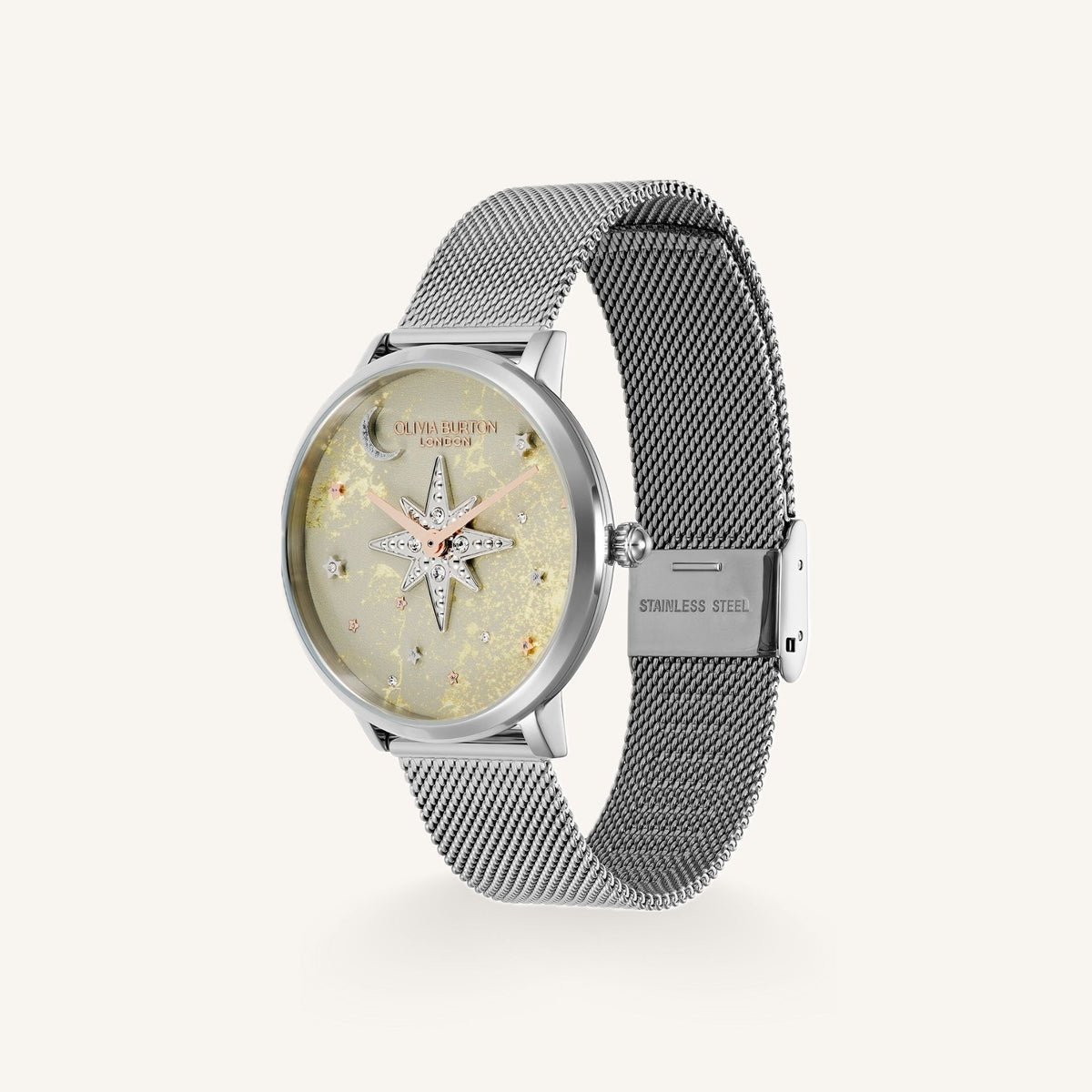 Olivia Burton Celestial Nova Ladies Watch of Silver Stainless Steel/Mesh Bracelet, 35mm, 24000322