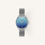 Olivia Burton Signature Azure Ladies Watch of Silver Stainless Steel/Mesh Bracelet, 30mm, 24000335