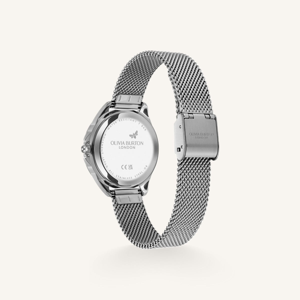 Olivia Burton Signature Azure Ladies Watch of Silver Stainless Steel/Mesh Bracelet, 30mm, 24000335