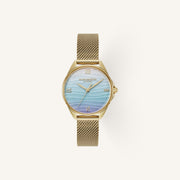Olivia Burton Signature Azure Ladies Watch of Gold Stainless Steel/Mesh Bracelet, 30mm, 24000336